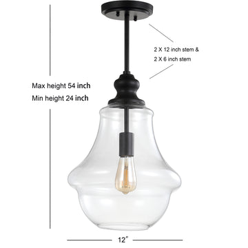 Adam Adjustable Metal/Glass LED Pendant - JONATHAN Y